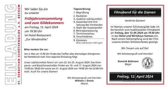 Einladung Gildeversammlung 12. April 2024